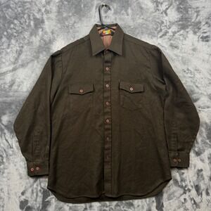 Kmart Sportsman Shirt Mens Large Brown Vintage Acrylic Button Up Flannel Style